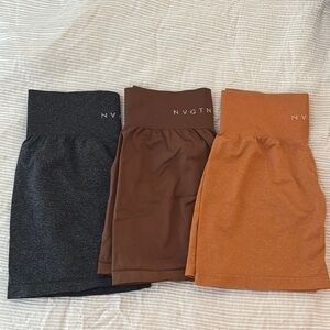 NVGTN Women's High-Waisted Shorts - Black, Brown, and Orange